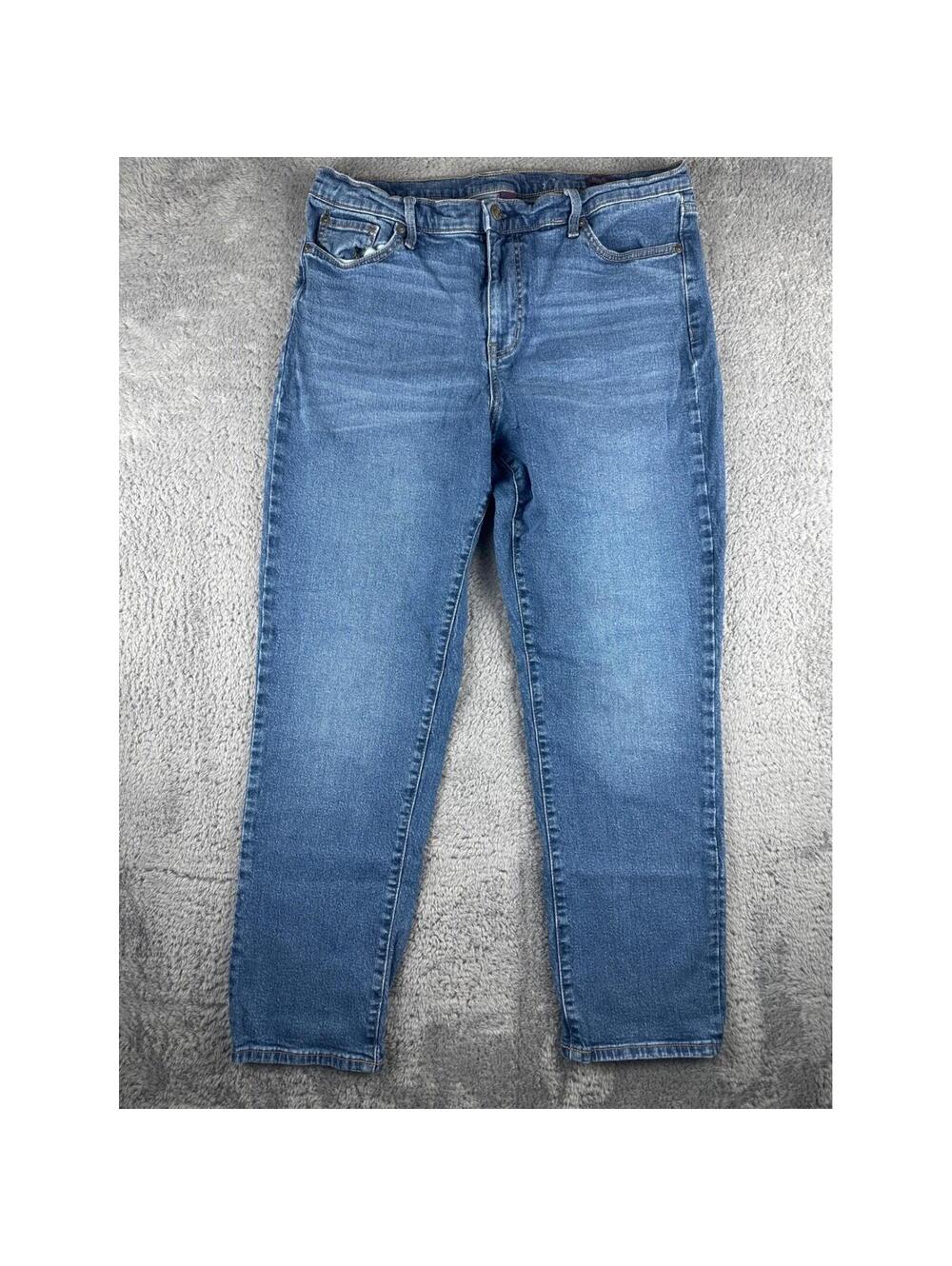 Gloria Vanderbilt Boyfriend Jeans Women 12 Blue Mid Rise Straight Relaxed CDGVB